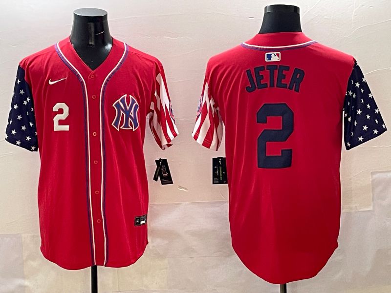 Men New York Yankees #2 Jeter Red a generation of national flags Jointly Name 2025 Nike MLB Jersey style 2->new york yankees->MLB Jersey